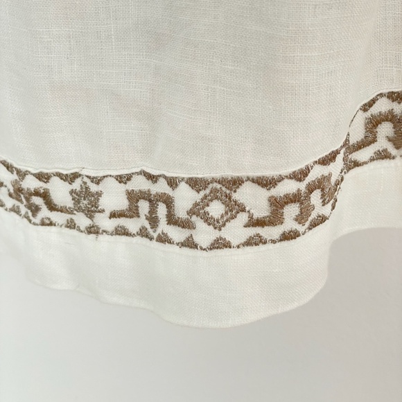 120 LINO 100% Linen white women sleeveless shirt/blouse tunic size 46 Italy - Picture 2 of 6